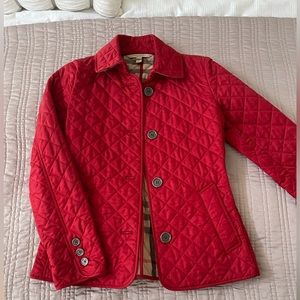 BURBERRY BRIT Quilted Red Buttoned Jacket Size XS